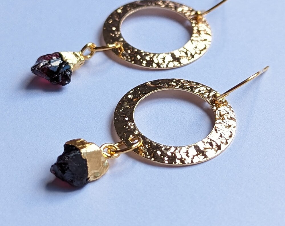 Garnet Gold Dangle Earrings