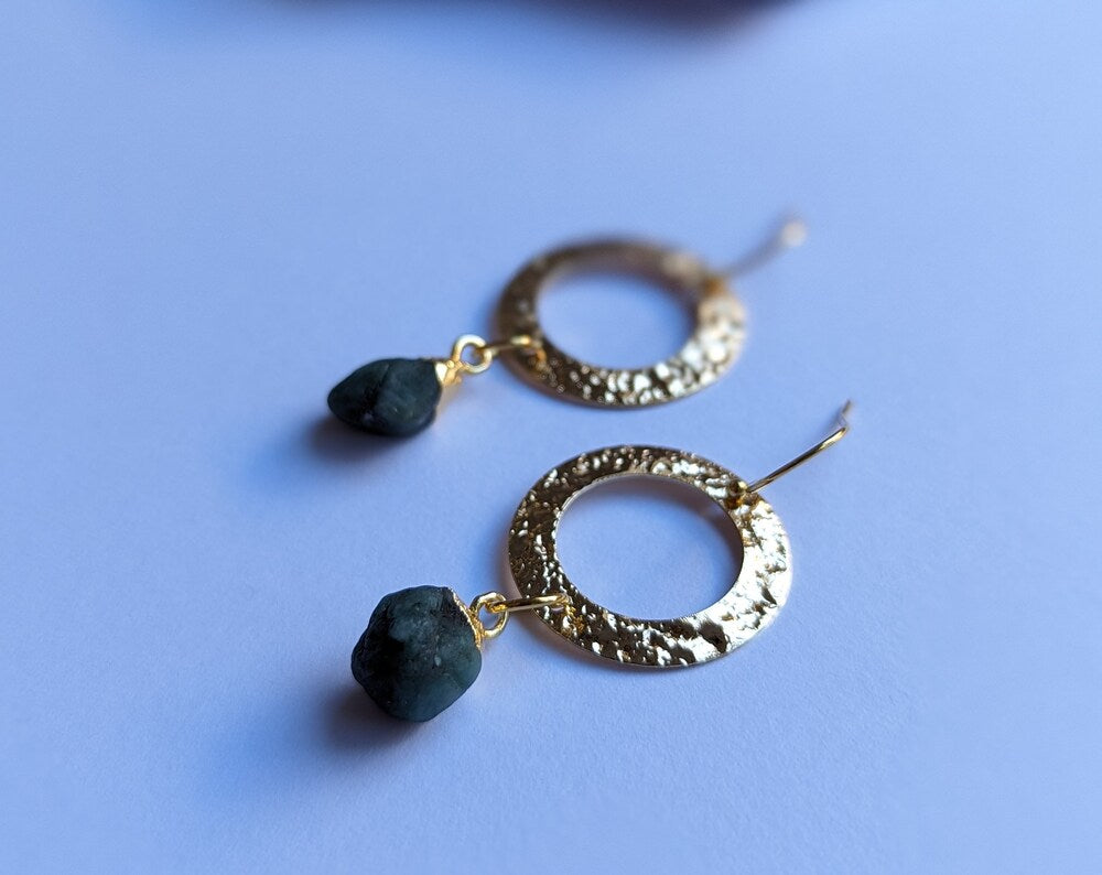 Emerald Gold Dangle Earrings